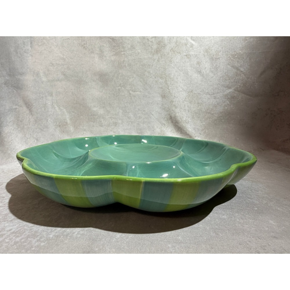 Southern‎ Living Gail Pittman Provence Ceramic Chip & Dip Plate Green Teal 40741
